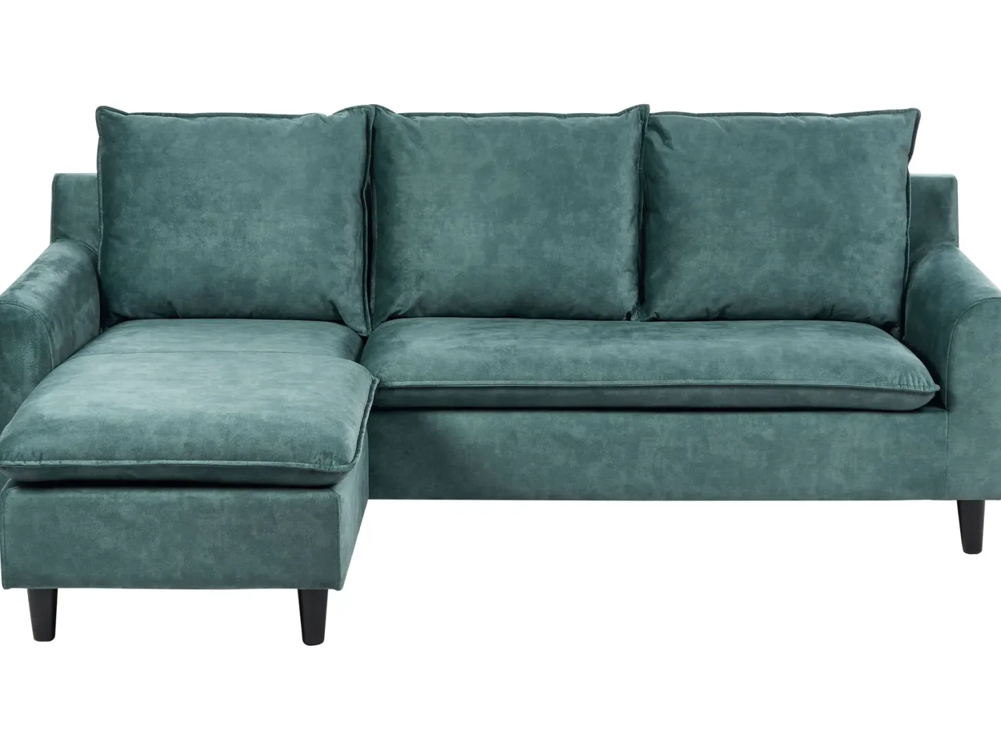 Hjørnesofa 3 personers ELVENES Velour Blågrøn Højrevendt