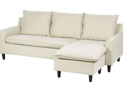 Hjørnesofa 3 personers ELVENES Lys Beige Venstrevendt