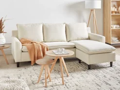Hjørnesofa 3 personers ELVENES Lys Beige Venstrevendt