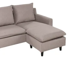 Hjørnesofa 3 personers ELVENES Velour Brungrå Venstrevendt