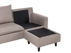 Hjørnesofa 3 personers ELVENES Velour Brungrå Venstrevendt