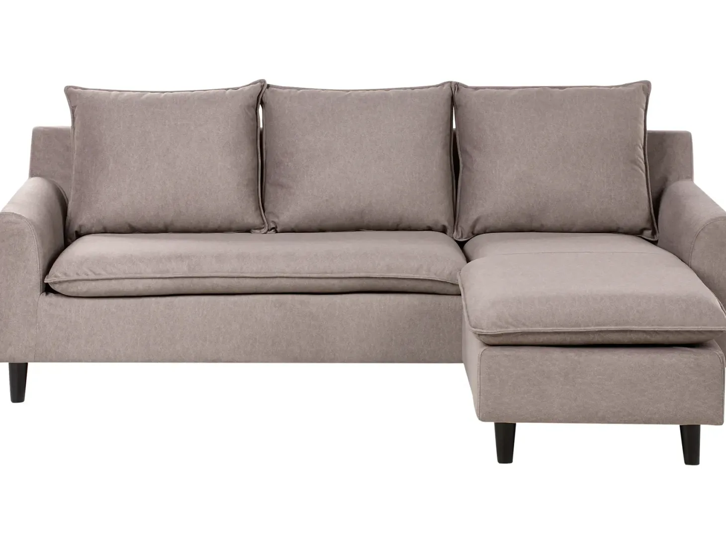 Hjørnesofa 3 personers ELVENES Velour Brungrå Venstrevendt