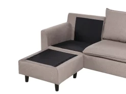 Hjørnesofa 3 personers ELVENES Velour Brungrå Højrevendt