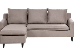 Hjørnesofa 3 personers ELVENES Velour Brungrå Højrevendt