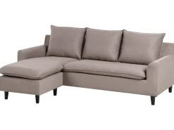 Hjørnesofa 3 personers ELVENES Velour Brungrå Højrevendt