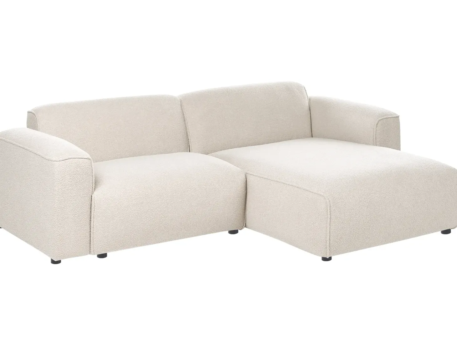 Hjørnesofa 3 personers FAABORG Boucle Beige Venstrevendt