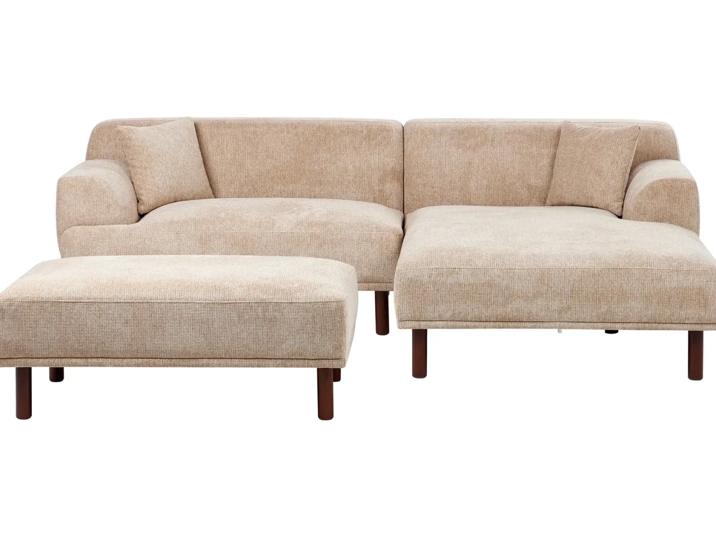 Hjørnesofa 3 personers HOLT Beige med fodskammel Venstrevendt