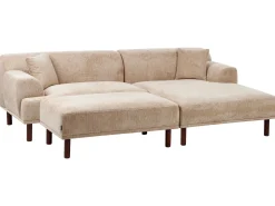 Hjørnesofa 3 personers HOLT Beige med fodskammel Venstrevendt