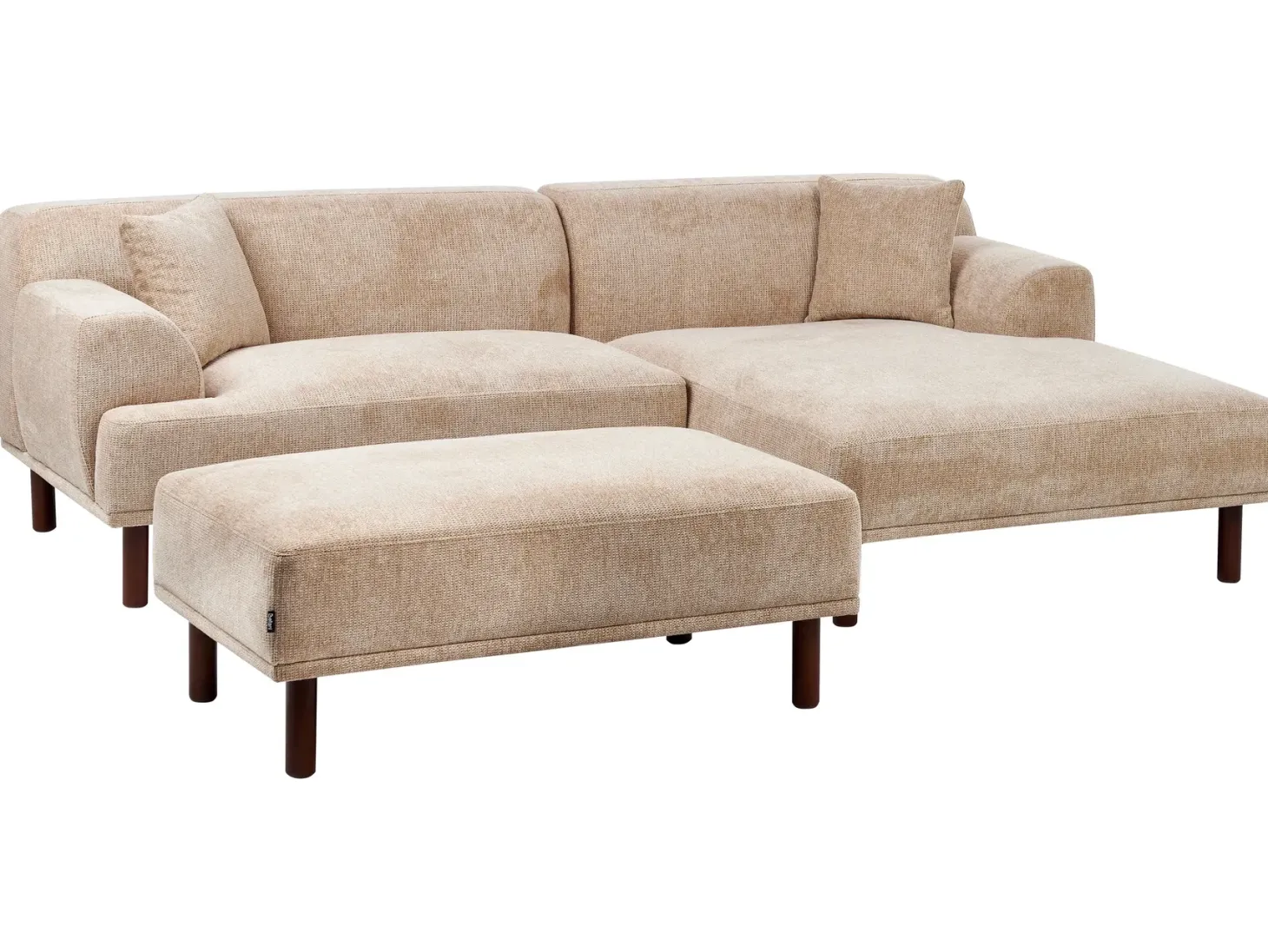 Hjørnesofa 3 personers HOLT Beige med fodskammel Venstrevendt