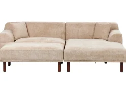 Hjørnesofa 3 personers HOLT Beige med fodskammel Venstrevendt