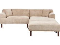 Hjørnesofa 3 personers HOLT Beige med fodskammel Venstrevendt