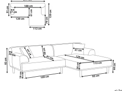 Hjørnesofa 3 personers HOLT Lysegrå Venstrevendt