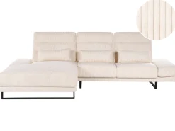 Hjørnesofa 4 personers IKAST Fløjl Beige Højrevendt