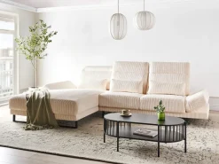 Hjørnesofa 4 personers IKAST Fløjl Beige Højrevendt