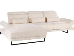 Hjørnesofa 4 personers IKAST Fløjl Beige Højrevendt