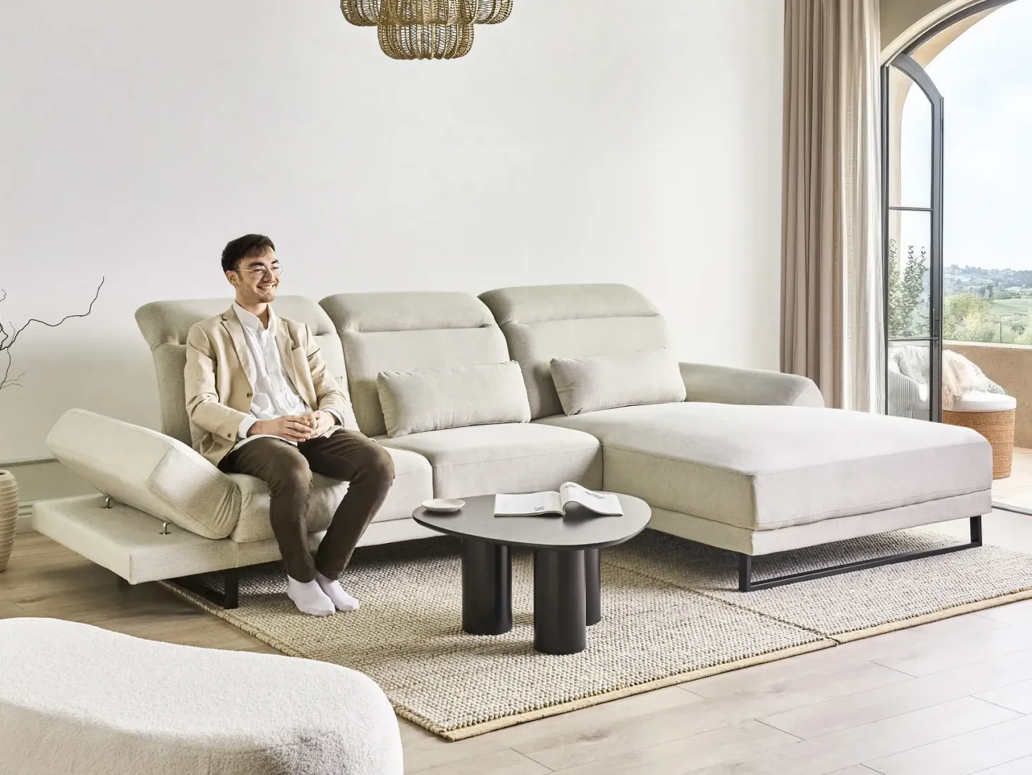 Hjørnesofa 4 personers IKAST Lys Beige Venstrevendt