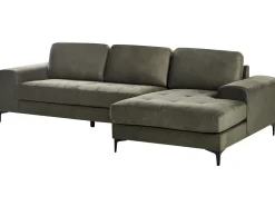 Hjørnesofa 4 personers KIRUNA Velour Mørkegrøn Venstrevendt