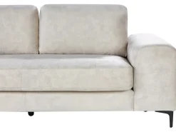 Hjørnesofa 4 personers KIRUNA Velour Lys Beige Højrevendt