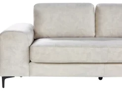 Hjørnesofa 4 personers KIRUNA Velour Lys Beige Venstrevendt