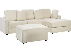 Hjørnesofa 4 personers KOHLO Lys Beige med fodskammel Venstrevendt