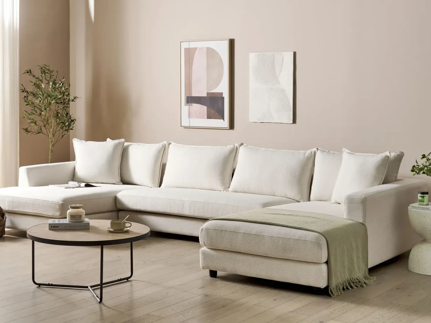 Hjørnesofa 5 personers LILVIKEN Lys Beige