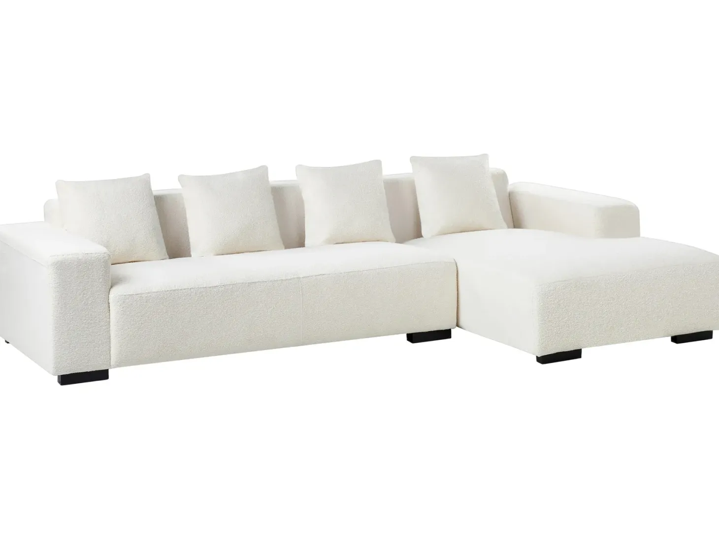 Hjørnesofa 4 personers LUNGO Boucle Hvid Venstrevendt