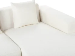 Hjørnesofa 4 personers LUNGO Boucle Hvid Venstrevendt