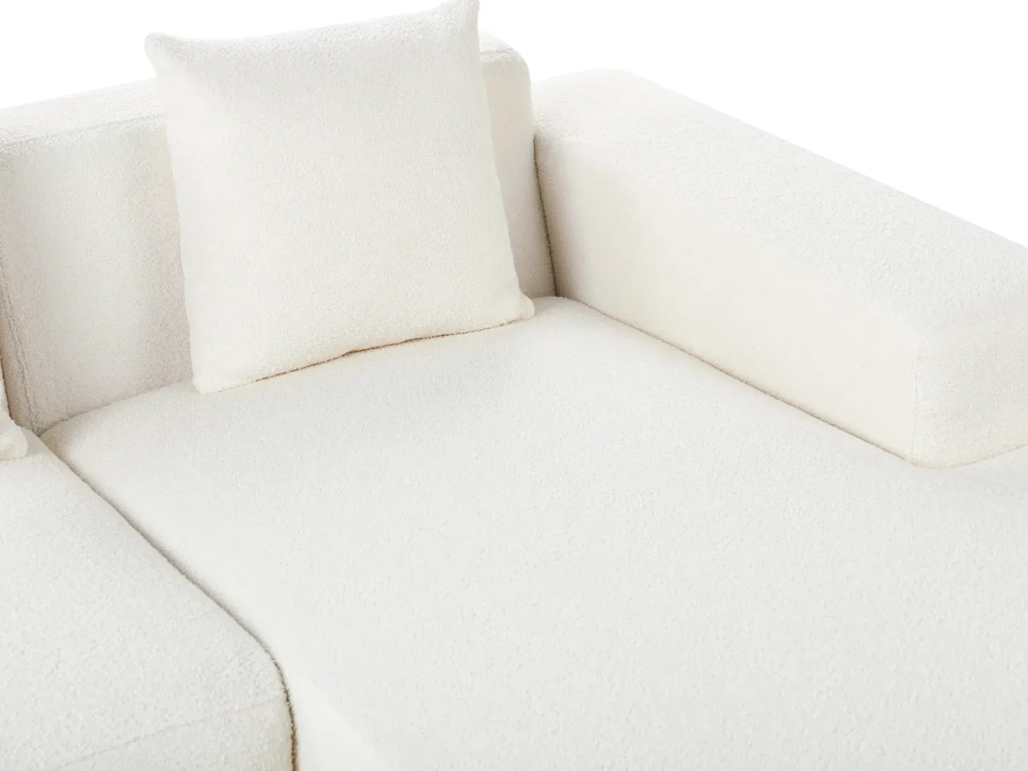 Hjørnesofa 4 personers LUNGO Boucle Hvid Venstrevendt
