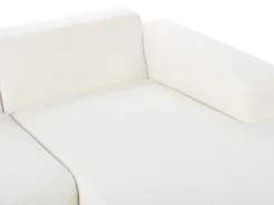 Hjørnesofa 4 personers LUNGO Boucle Hvid med fodskammel Venstrevendt