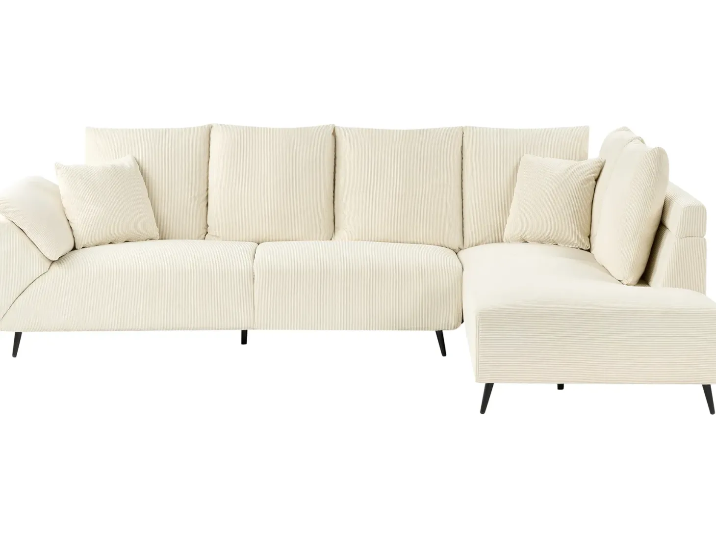 Hjørnesofa 4 personers LUNNER Fløjl Lys Beige Venstrevendt