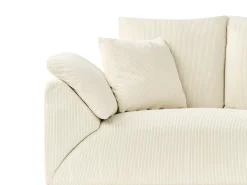 Hjørnesofa 4 personers LUNNER Fløjl Lys Beige Venstrevendt