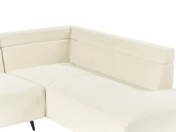 Hjørnesofa 4 personers LUNNER Fløjl Lys Beige Venstrevendt