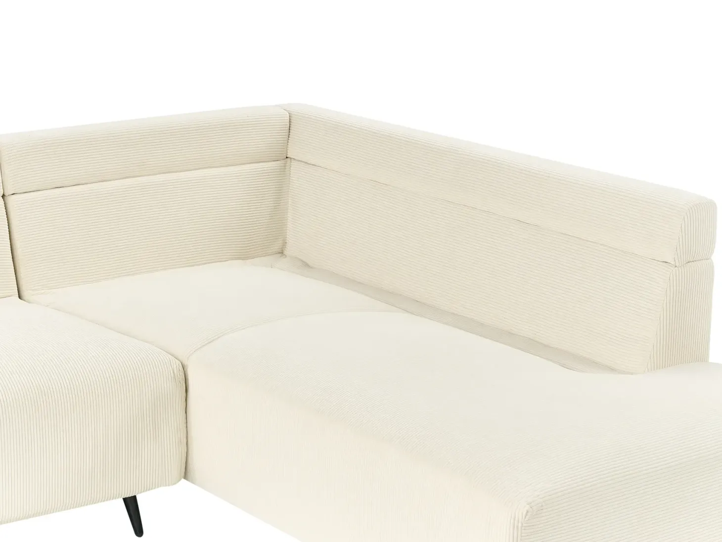 Hjørnesofa 4 personers LUNNER Fløjl Lys Beige Venstrevendt