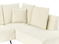 Hjørnesofa 4 personers LUNNER Fløjl Lys Beige Venstrevendt