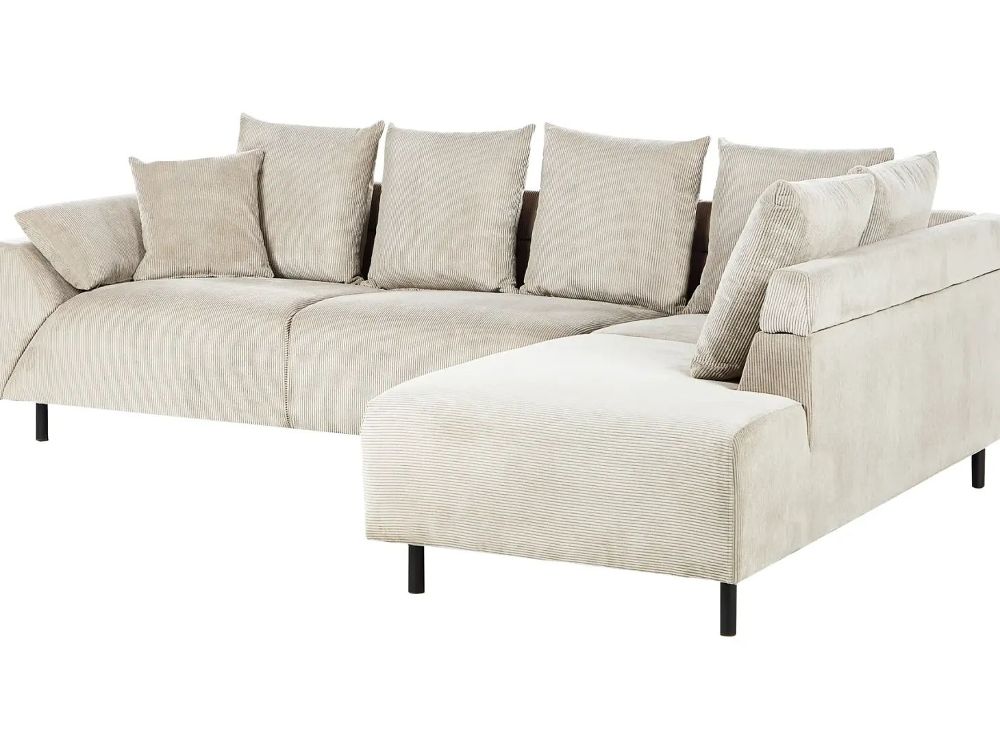 Hjørnesofa 4 personers LUNNER Fløjl Beige Venstrevendt