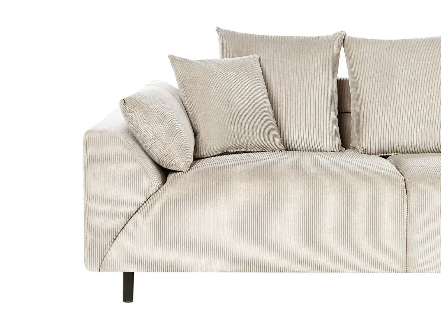 Hjørnesofa 4 personers LUNNER Fløjl Beige Venstrevendt