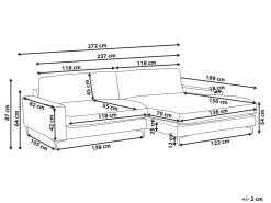 Hjørnesofa 3 personers MALOY Chenille Lysegrå Venstrevendt