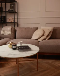 Hjørnesofa 4 personers MARIFERD Lysebrun Højrevendt