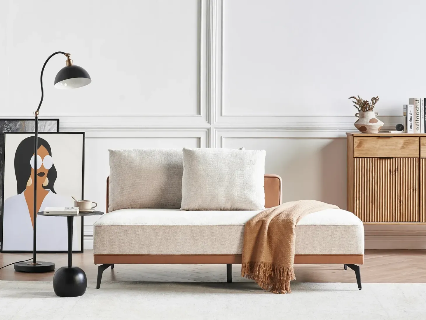 Hjørnesofa 3 personers MYKEN Lys Beige Højrevendt