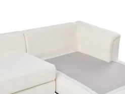 Hjørnesofa 4 personers OSLO Boucle Hvid Venstrevendt