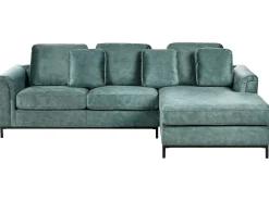 Hjørnesofa 4 personers OSLO Velour Blågrøn Venstrevendt