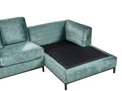 Hjørnesofa 4 personers OSLO Velour Blågrøn Venstrevendt