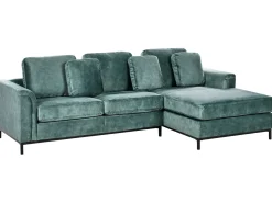 Hjørnesofa 4 personers OSLO Velour Blågrøn Venstrevendt