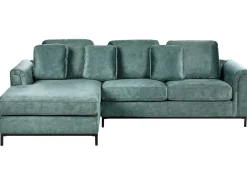Hjørnesofa 4 personers OSLO Velour Blågrøn Højrevendt