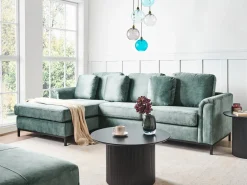 Hjørnesofa 4 personers OSLO Velour Blågrøn Højrevendt