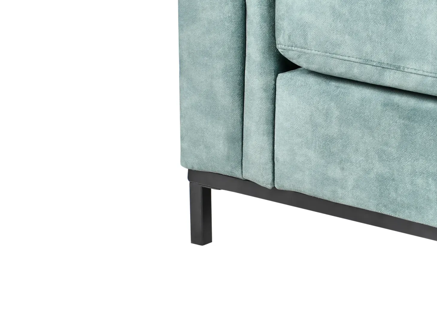 Hjørnesofa 5 personers OSLO Velour Blågrøn med fodskammel Venstrevendt