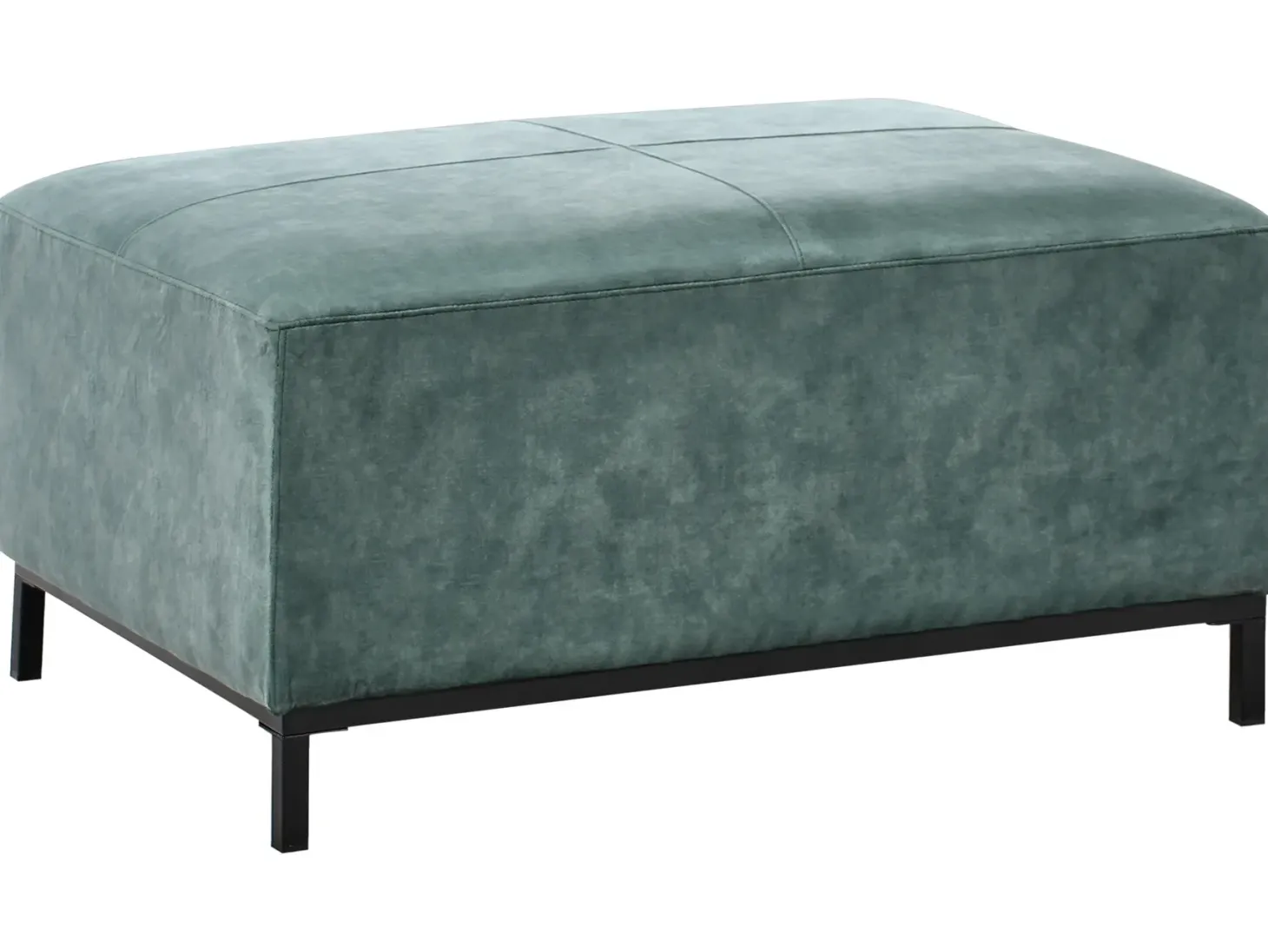 Hjørnesofa 5 personers OSLO Velour Blågrøn med fodskammel Venstrevendt