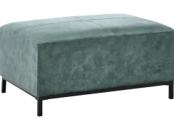 Hjørnesofa 5 personers OSLO Velour Blågrøn med fodskammel Højrevendt