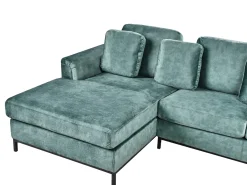 Hjørnesofa 5 personers OSLO Velour Blågrøn med fodskammel Højrevendt