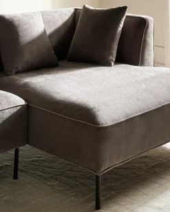 Hjørnesofa 3 personers SATER Chenille Brungrå Venstrevendt